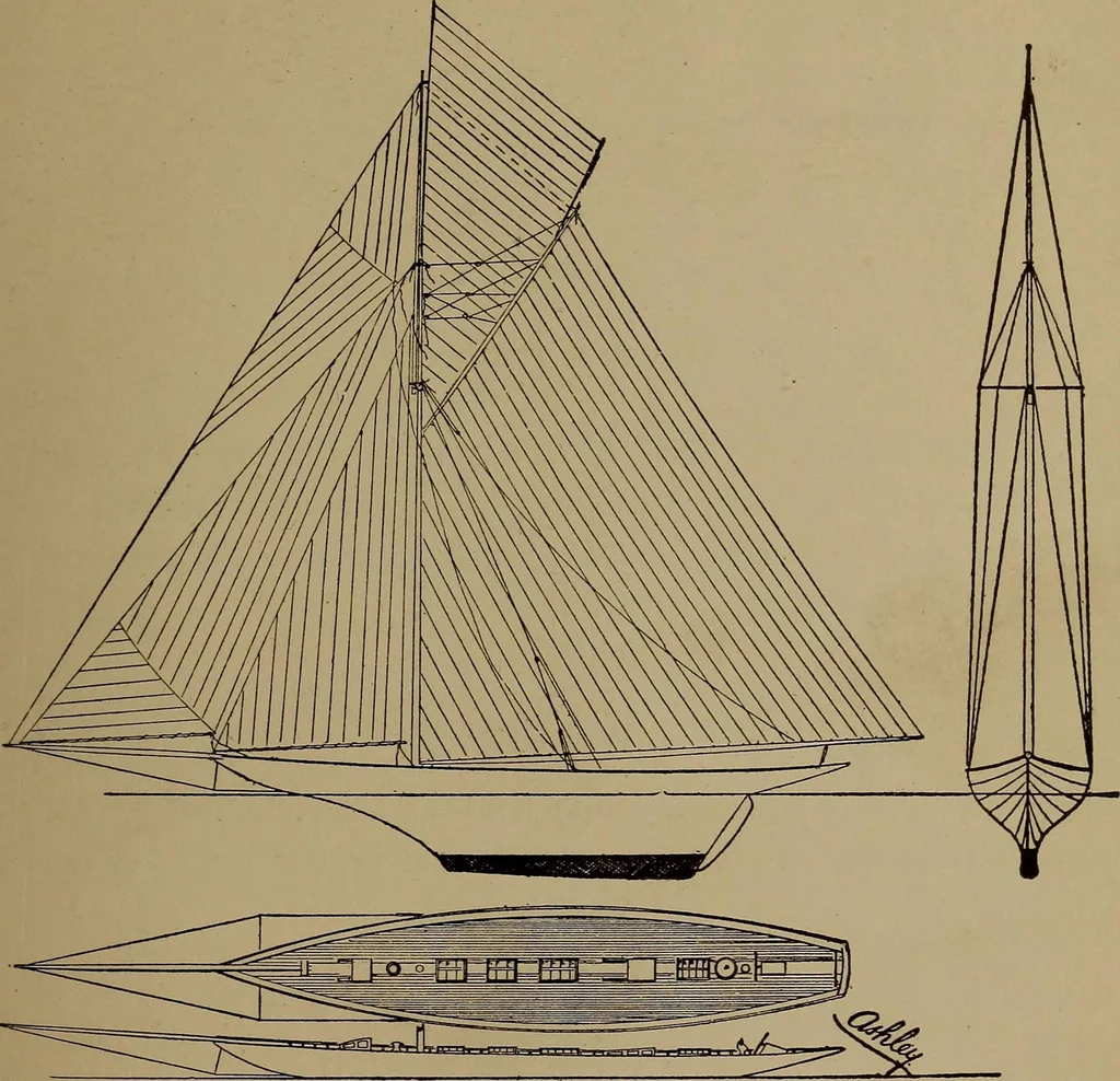 An illustration from Harper's boating book for boys; a guide to motor boating, sailing, canoeing and rowing, 1912, leaf 57