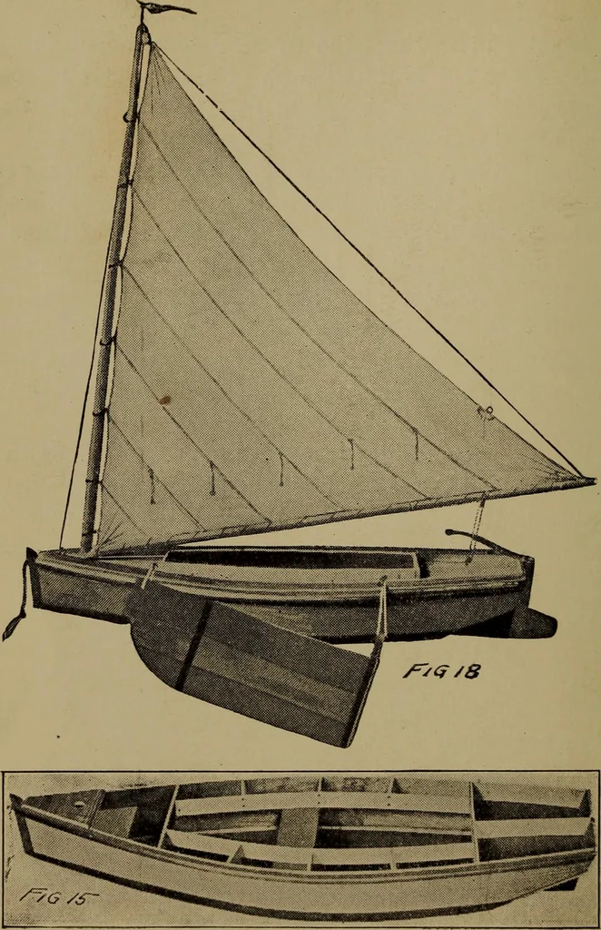 An illustration from Harper's boating book for boys; a guide to motor boating, sailing, canoeing and rowing, 1912, leaf 92