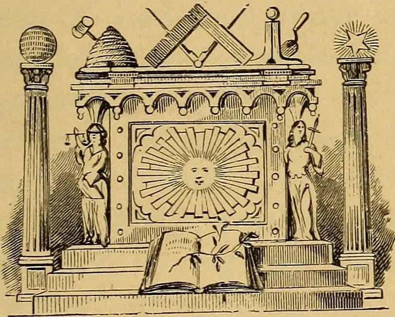 An illustration from Harris' masonic text-book; a concise historical sketch of masonry, and the organization of masonic grand lodges, and especially of masonry among colored men in America .., 1902, leaf 12