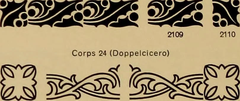 An illustration from Hauptprobe in gedrängter form der Bauerschen Giesserei, Frankfurt am Main: Filialen in Barcelona und Madrid, A. Numrich & Co. in Leipzig, 1900, leaf 222