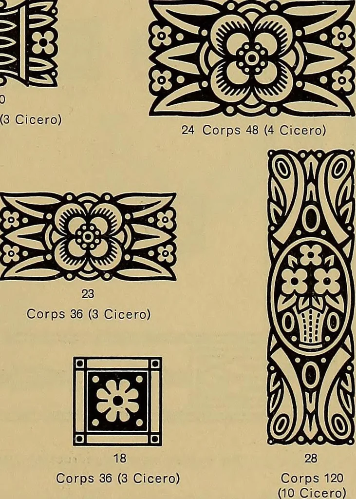 An illustration from Hauptprobe in gedrängter form der Bauerschen Giesserei, Frankfurt am Main: Filialen in Barcelona und Madrid, A. Numrich & Co. in Leipzig, 1900, leaf 229
