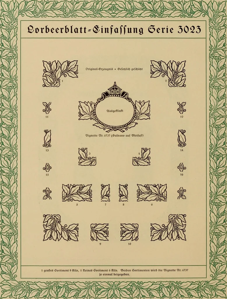 An illustration from Hauptprobe in gedrängter form der Bauerschen Giesserei, Frankfurt am Main: Filialen in Barcelona und Madrid, A. Numrich & Co. in Leipzig, 1900, leaf 240