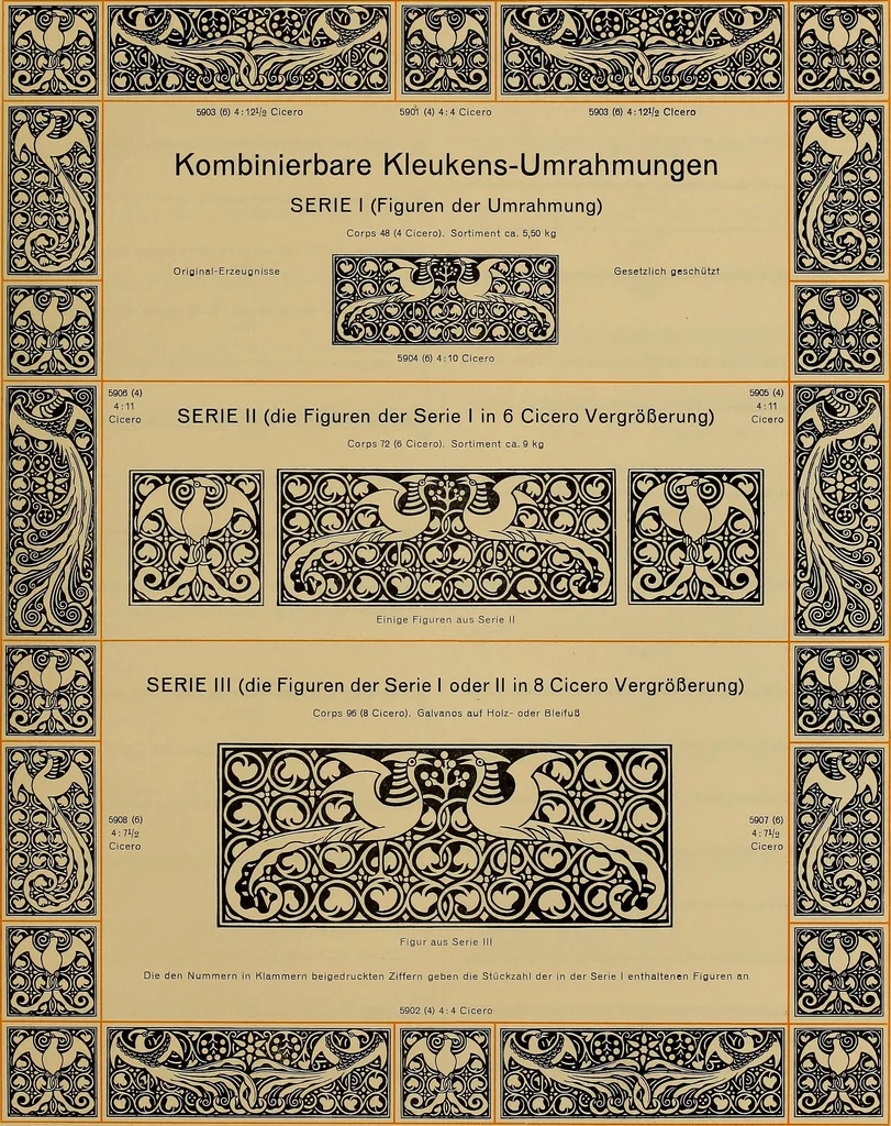 An illustration from Hauptprobe in gedrängter form der Bauerschen Giesserei, Frankfurt am Main: Filialen in Barcelona und Madrid, A. Numrich & Co. in Leipzig, 1900, leaf 249
