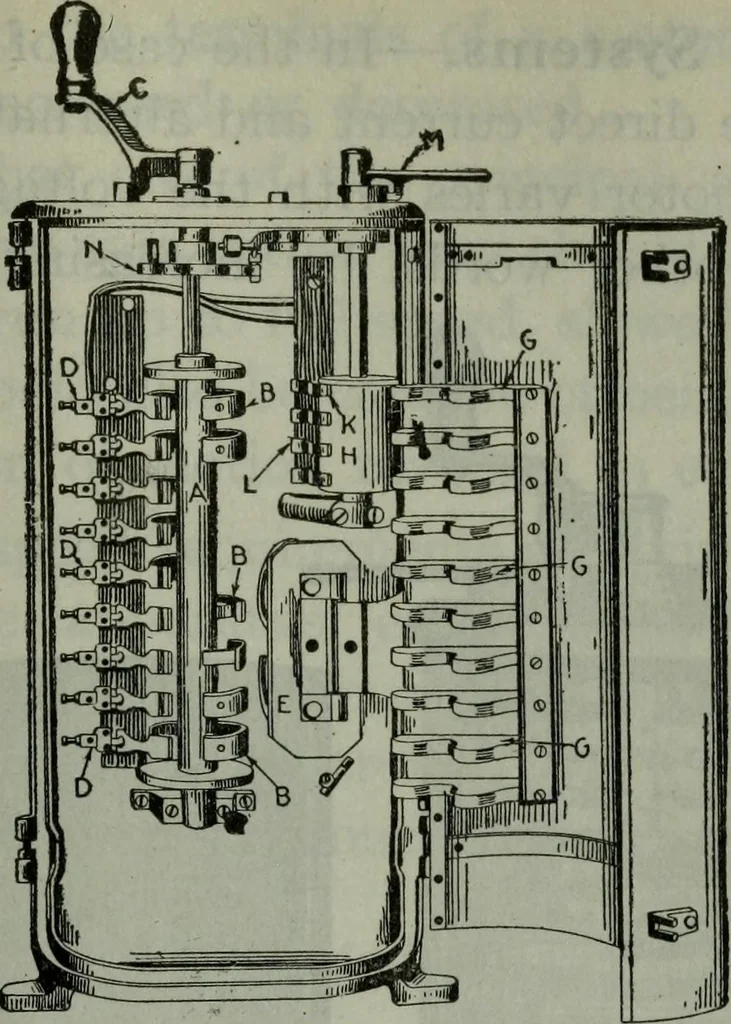 An illustration from Hawkins electrical guide ... : questions, answers & illustrations : a progressive course of study for engineers, electricians, students and those desiring to acquire a working knowledge of electricity and its applications ; a practical treatise, 1914, leaf 474