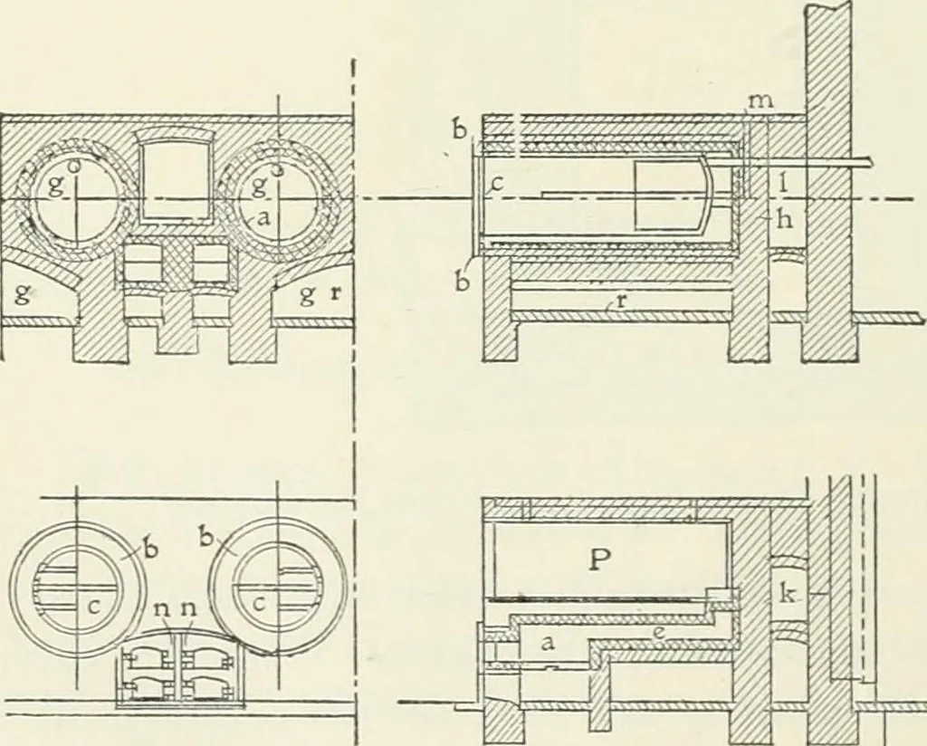 An illustration from Heat energy and fuels: pyrometry, combustion, analysis of fuels and manufacture of charcoal, coke and fuel gases. Translated by Oskar Nagel, 1908, leaf 220