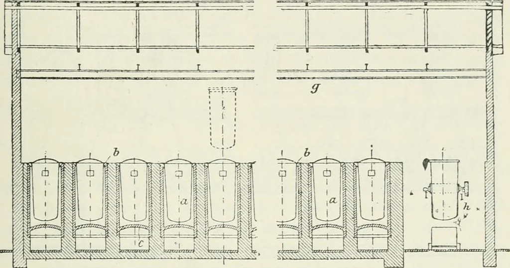 An illustration from Heat energy and fuels: pyrometry, combustion, analysis of fuels and manufacture of charcoal, coke and fuel gases. Translated by Oskar Nagel, 1908, leaf 221