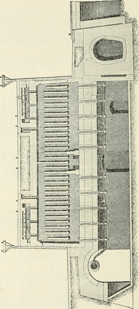 An illustration from Heat energy and fuels: pyrometry, combustion, analysis of fuels and manufacture of charcoal, coke and fuel gases. Translated by Oskar Nagel, 1908, leaf 248