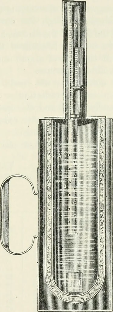 An illustration from Heat energy and fuels: pyrometry, combustion, analysis of fuels and manufacture of charcoal, coke and fuel gases. Translated by Oskar Nagel, 1908, leaf 75