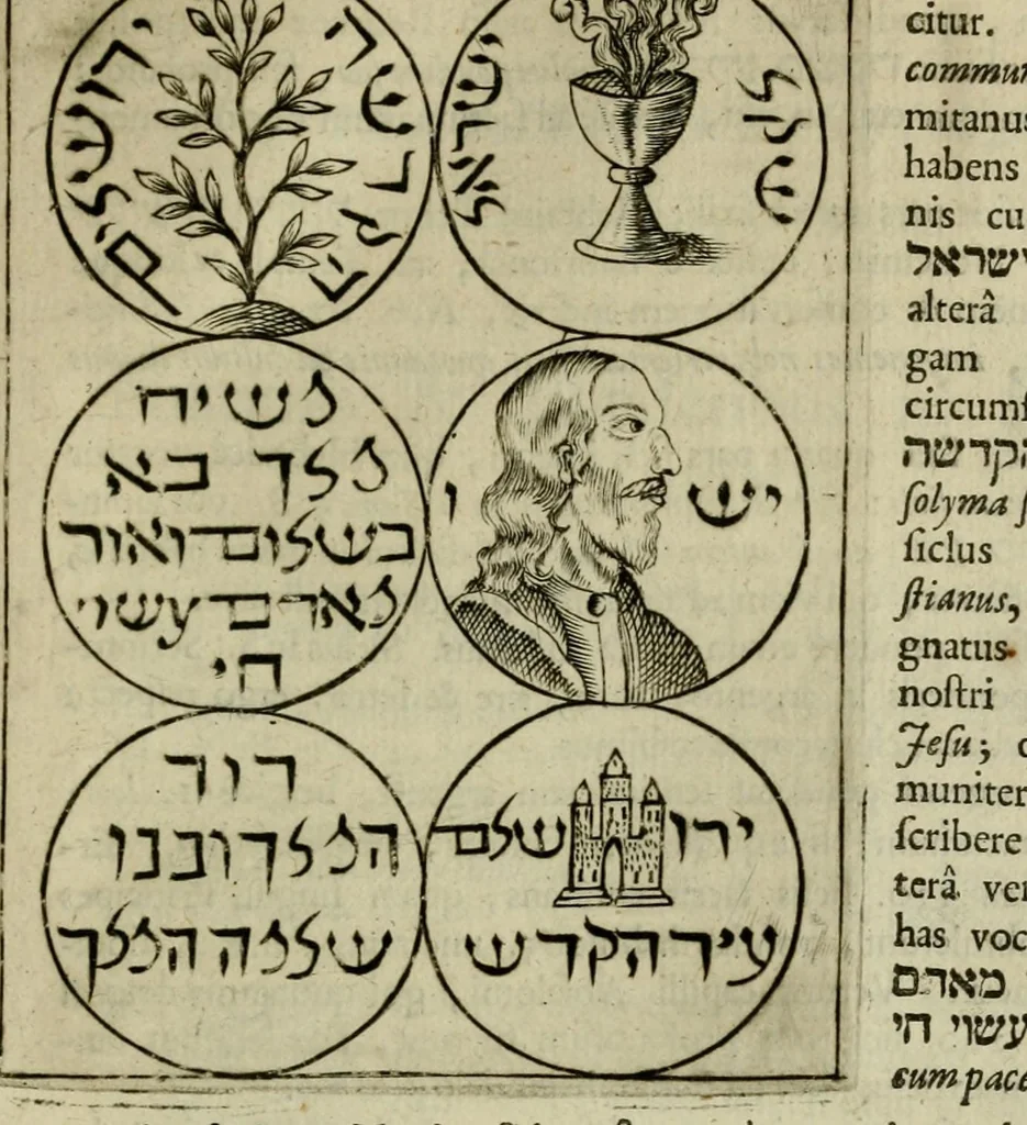 An illustration from Philologus Hebraeo-mixtus : unà cum spicilegio philologico, continente decem quaestionum & positionum praecipuè philologico-Hebraicarum & Judaicarum centurias, 1699, leaf 239