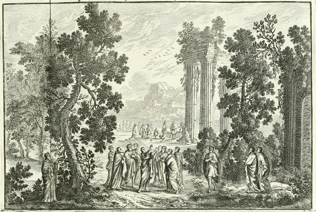 An illustration from Heilige Augen- und Gemüths-Lust : vorstellend, alle sonn- fest- und feyrtägliche nicht nur Evangelien, sondern auch Epistelen und Lectionen, jene historisch : diese auch emblemmatisch, und mit curieusen Einfassungen : in vielen Kupffer-Stücken von frembder und gantz neuer Invention : so wohl zur Kunst-Ubung als Unterhaltung Gottseeliger Betrachtungen, wie auch Vermehrung der Kupffer-Bibelen und Ausszierung aller christlichen Postillen dienlich, 1706, leaf 176