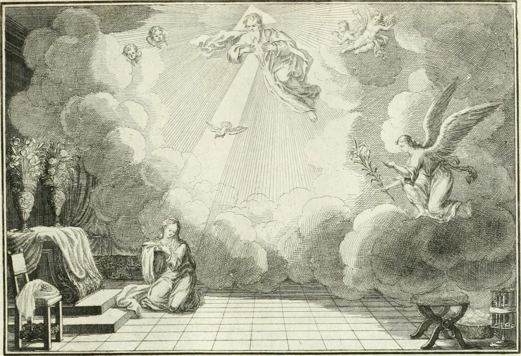 An illustration from Heilige Augen- und Gemüths-Lust : vorstellend, alle sonn- fest- und feyrtägliche nicht nur Evangelien, sondern auch Epistelen und Lectionen, jene historisch : diese auch emblemmatisch, und mit curieusen Einfassungen : in vielen Kupffer-Stücken von frembder und gantz neuer Invention : so wohl zur Kunst-Ubung als Unterhaltung Gottseeliger Betrachtungen, wie auch Vermehrung der Kupffer-Bibelen und Ausszierung aller christlichen Postillen dienlich, 1706, leaf 178