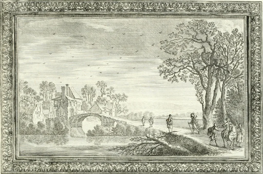 An illustration from Heilige Augen- und Gemüths-Lust : vorstellend, alle sonn- fest- und feyrtägliche nicht nur Evangelien, sondern auch Epistelen und Lectionen, jene historisch : diese auch emblemmatisch, und mit curieusen Einfassungen : in vielen Kupffer-Stücken von frembder und gantz neuer Invention : so wohl zur Kunst-Ubung als Unterhaltung Gottseeliger Betrachtungen, wie auch Vermehrung der Kupffer-Bibelen und Ausszierung aller christlichen Postillen dienlich, 1706, leaf 210