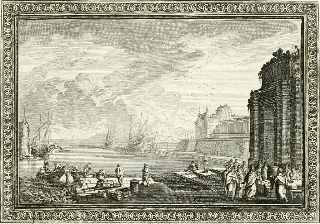 An illustration from Heilige Augen- und Gemüths-Lust : vorstellend, alle sonn- fest- und feyrtägliche nicht nur Evangelien, sondern auch Epistelen und Lectionen, jene historisch : diese auch emblemmatisch, und mit curieusen Einfassungen : in vielen Kupffer-Stücken von frembder und gantz neuer Invention : so wohl zur Kunst-Ubung als Unterhaltung Gottseeliger Betrachtungen, wie auch Vermehrung der Kupffer-Bibelen und Ausszierung aller christlichen Postillen dienlich, 1706, leaf 236