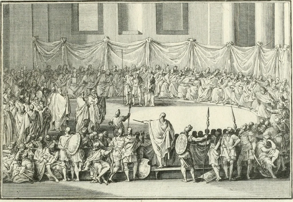An illustration from Heilige Augen- und Gemüths-Lust : vorstellend, alle sonn- fest- und feyrtägliche nicht nur Evangelien, sondern auch Epistelen und Lectionen, jene historisch : diese auch emblemmatisch, und mit curieusen Einfassungen : in vielen Kupffer-Stücken von frembder und gantz neuer Invention : so wohl zur Kunst-Ubung als Unterhaltung Gottseeliger Betrachtungen, wie auch Vermehrung der Kupffer-Bibelen und Ausszierung aller christlichen Postillen dienlich, 1706, leaf 260