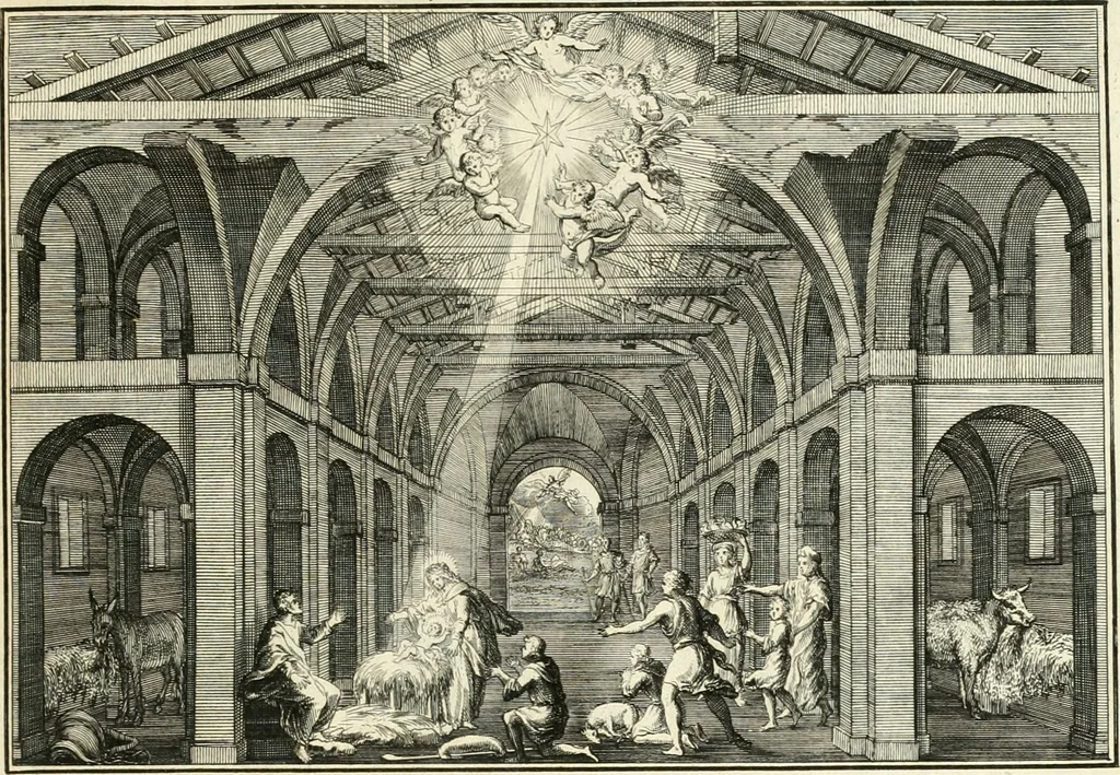 An illustration from Heilige Augen- und Gemüths-Lust : vorstellend, alle sonn- fest- und feyrtägliche nicht nur Evangelien, sondern auch Epistelen und Lectionen, jene historisch : diese auch emblemmatisch, und mit curieusen Einfassungen : in vielen Kupffer-Stücken von frembder und gantz neuer Invention : so wohl zur Kunst-Ubung als Unterhaltung Gottseeliger Betrachtungen, wie auch Vermehrung der Kupffer-Bibelen und Ausszierung aller christlichen Postillen dienlich, 1706, leaf 28
