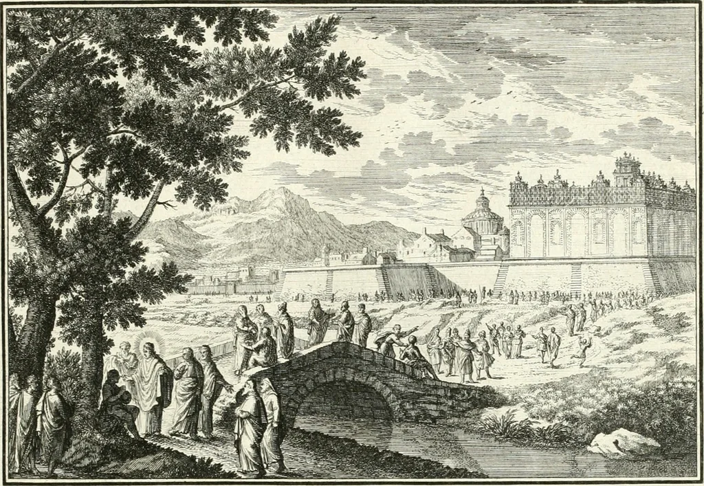 An illustration from Heilige Augen- und Gemüths-Lust : vorstellend, alle sonn- fest- und feyrtägliche nicht nur Evangelien, sondern auch Epistelen und Lectionen, jene historisch : diese auch emblemmatisch, und mit curieusen Einfassungen : in vielen Kupffer-Stücken von frembder und gantz neuer Invention : so wohl zur Kunst-Ubung als Unterhaltung Gottseeliger Betrachtungen, wie auch Vermehrung der Kupffer-Bibelen und Ausszierung aller christlichen Postillen dienlich, 1706, leaf 62