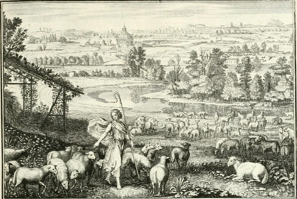 An illustration from Heilige Augen- und Gemüths-Lust : vorstellend, alle sonn- fest- und feyrtägliche nicht nur Evangelien, sondern auch Epistelen und Lectionen, jene historisch : diese auch emblemmatisch, und mit curieusen Einfassungen : in vielen Kupffer-Stücken von frembder und gantz neuer Invention : so wohl zur Kunst-Ubung als Unterhaltung Gottseeliger Betrachtungen, wie auch Vermehrung der Kupffer-Bibelen und Ausszierung aller christlichen Postillen dienlich, 1706, leaf 84