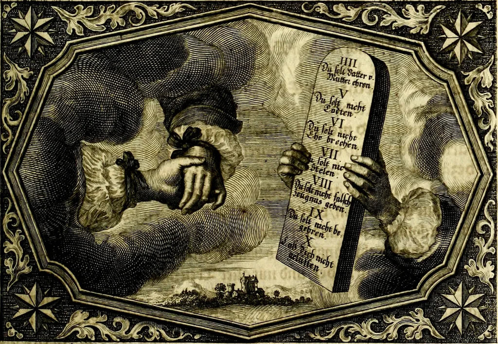 An illustration from Heilig-epistolischer Bericht, Licht, Geleit, und Freud. Das ist : Emblematische Fürstllung der heiligen Sonn- und festtäglichen Episteln; in welcher gründlicher Bericht von den rechten Wort-Verstand ertheilet, dem wahren Christenthum ein helles licht furgetragen, und ein sicheres Geleit mit beigefügten Gebeten und Gesängen zu der himmlischen Freude gezeiget wird, 1663, leaf 104