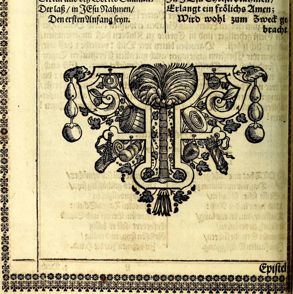 An illustration from Heilig-epistolischer Bericht, Licht, Geleit, und Freud. Das ist : Emblematische Fürstllung der heiligen Sonn- und festtäglichen Episteln; in welcher gründlicher Bericht von den rechten Wort-Verstand ertheilet, dem wahren Christenthum ein helles licht furgetragen, und ein sicheres Geleit mit beigefügten Gebeten und Gesängen zu der himmlischen Freude gezeiget wird, 1663, leaf 119
