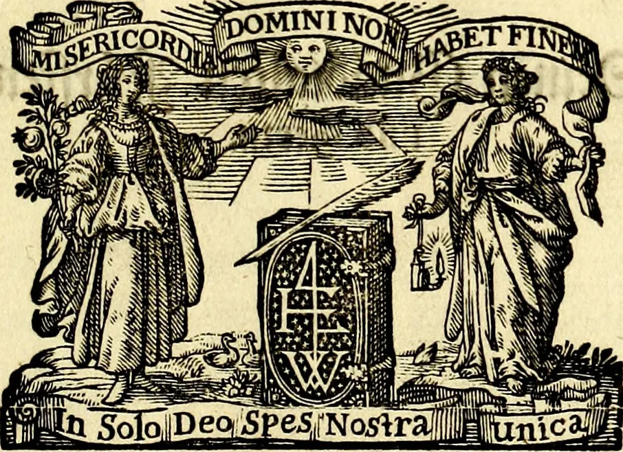 An illustration from Heilig-epistolischer Bericht, Licht, Geleit, und Freud. Das ist : Emblematische Fürstllung der heiligen Sonn- und festtäglichen Episteln; in welcher gründlicher Bericht von den rechten Wort-Verstand ertheilet, dem wahren Christenthum ein helles licht furgetragen, und ein sicheres Geleit mit beigefügten Gebeten und Gesängen zu der himmlischen Freude gezeiget wird, 1663, leaf 12