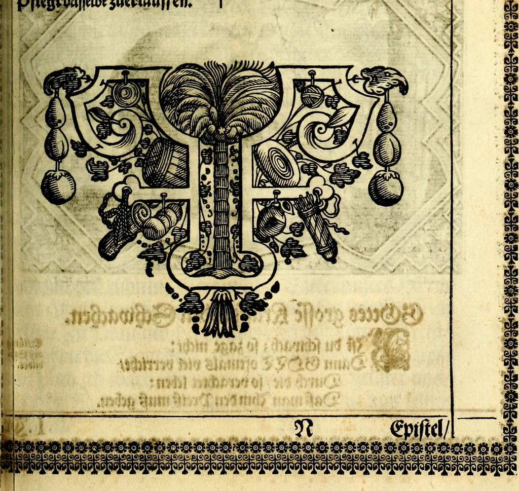 An illustration from Heilig-epistolischer Bericht, Licht, Geleit, und Freud. Das ist : Emblematische Fürstllung der heiligen Sonn- und festtäglichen Episteln; in welcher gründlicher Bericht von den rechten Wort-Verstand ertheilet, dem wahren Christenthum ein helles licht furgetragen, und ein sicheres Geleit mit beigefügten Gebeten und Gesängen zu der himmlischen Freude gezeiget wird, 1663, leaf 134