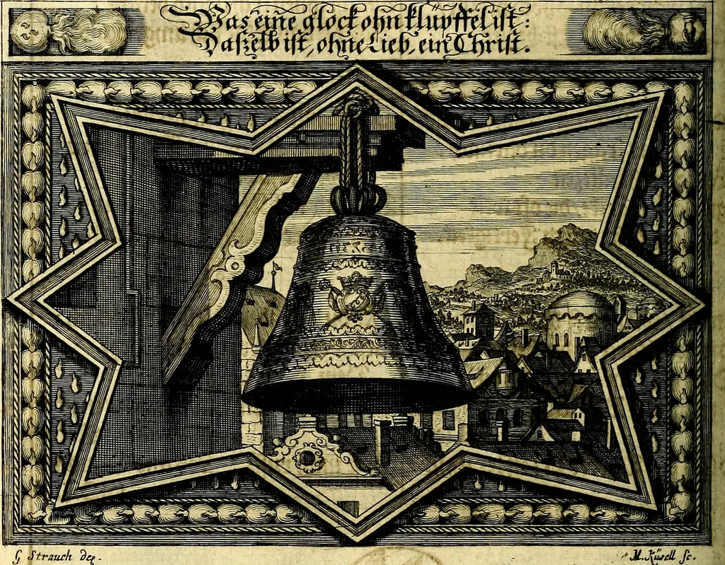 An illustration from Heilig-epistolischer Bericht, Licht, Geleit, und Freud. Das ist : Emblematische Fürstllung der heiligen Sonn- und festtäglichen Episteln; in welcher gründlicher Bericht von den rechten Wort-Verstand ertheilet, dem wahren Christenthum ein helles licht furgetragen, und ein sicheres Geleit mit beigefügten Gebeten und Gesängen zu der himmlischen Freude gezeiget wird, 1663, leaf 145