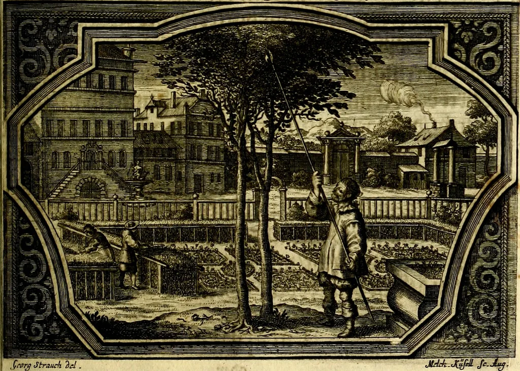 An illustration from Heilig-epistolischer Bericht, Licht, Geleit, und Freud. Das ist : Emblematische Fürstllung der heiligen Sonn- und festtäglichen Episteln; in welcher gründlicher Bericht von den rechten Wort-Verstand ertheilet, dem wahren Christenthum ein helles licht furgetragen, und ein sicheres Geleit mit beigefügten Gebeten und Gesängen zu der himmlischen Freude gezeiget wird, 1663, leaf 216