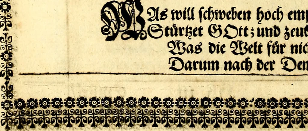 An illustration from Heilig-epistolischer Bericht, Licht, Geleit, und Freud. Das ist : Emblematische Fürstllung der heiligen Sonn- und festtäglichen Episteln; in welcher gründlicher Bericht von den rechten Wort-Verstand ertheilet, dem wahren Christenthum ein helles licht furgetragen, und ein sicheres Geleit mit beigefügten Gebeten und Gesängen zu der himmlischen Freude gezeiget wird, 1663, leaf 283