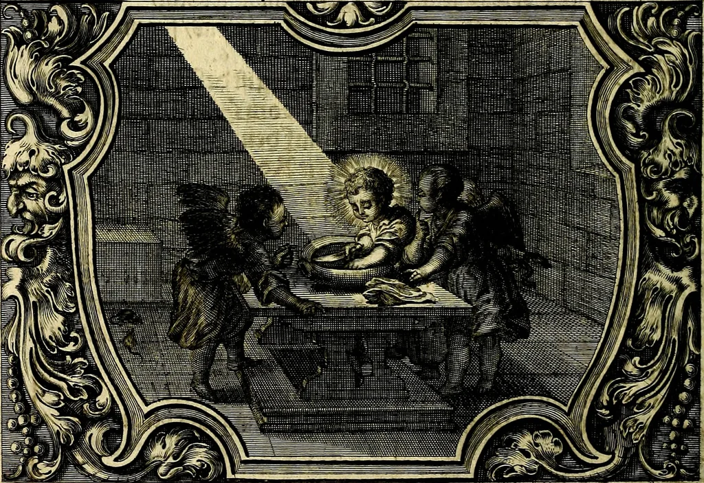 An illustration from Heilig-epistolischer Bericht, Licht, Geleit, und Freud. Das ist : Emblematische Fürstllung der heiligen Sonn- und festtäglichen Episteln; in welcher gründlicher Bericht von den rechten Wort-Verstand ertheilet, dem wahren Christenthum ein helles licht furgetragen, und ein sicheres Geleit mit beigefügten Gebeten und Gesängen zu der himmlischen Freude gezeiget wird, 1663, leaf 49