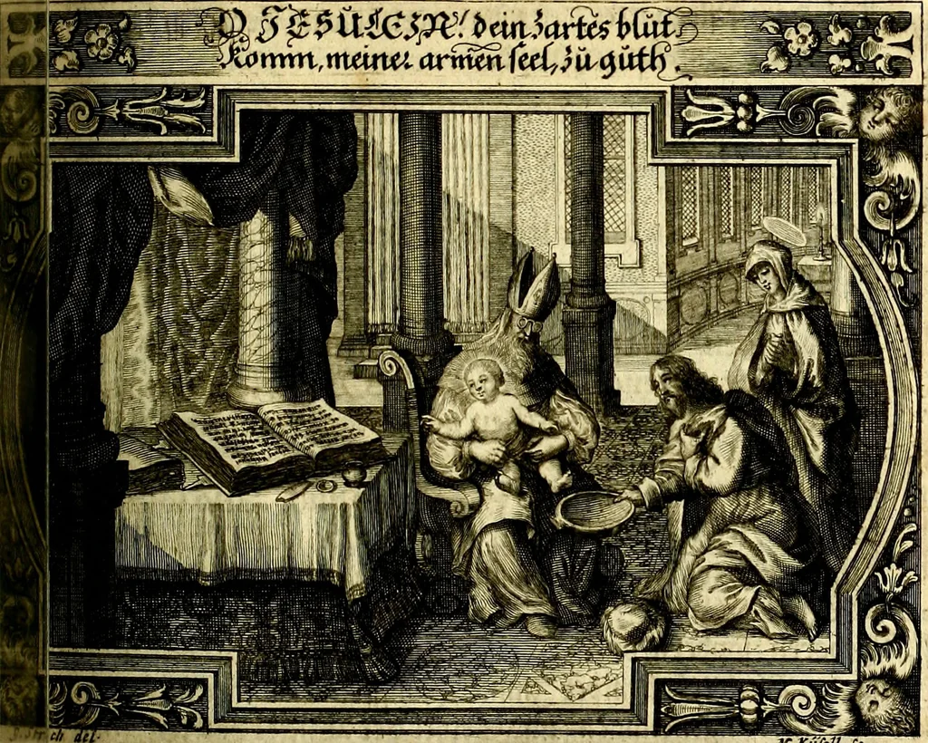 An illustration from Heilig-epistolischer Bericht, Licht, Geleit, und Freud. Das ist : Emblematische Fürstllung der heiligen Sonn- und festtäglichen Episteln; in welcher gründlicher Bericht von den rechten Wort-Verstand ertheilet, dem wahren Christenthum ein helles licht furgetragen, und ein sicheres Geleit mit beigefügten Gebeten und Gesängen zu der himmlischen Freude gezeiget wird, 1663, leaf 732