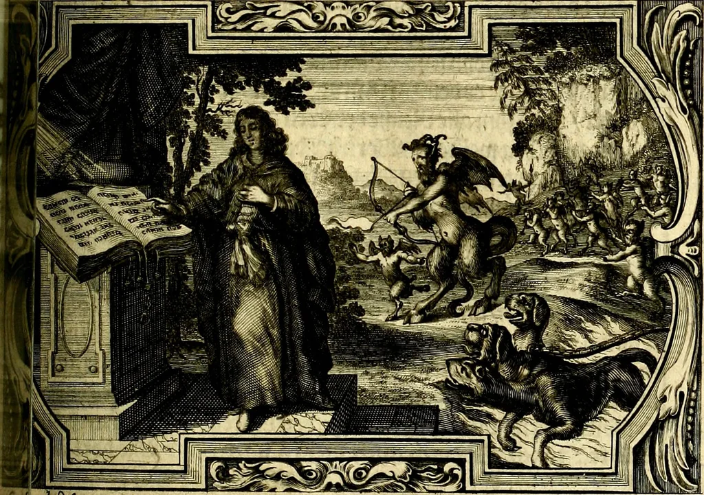An illustration from Heilig-epistolischer Bericht, Licht, Geleit, und Freud. Das ist : Emblematische Fürstllung der heiligen Sonn- und festtäglichen Episteln; in welcher gründlicher Bericht von den rechten Wort-Verstand ertheilet, dem wahren Christenthum ein helles licht furgetragen, und ein sicheres Geleit mit beigefügten Gebeten und Gesängen zu der himmlischen Freude gezeiget wird, 1663, leaf 776