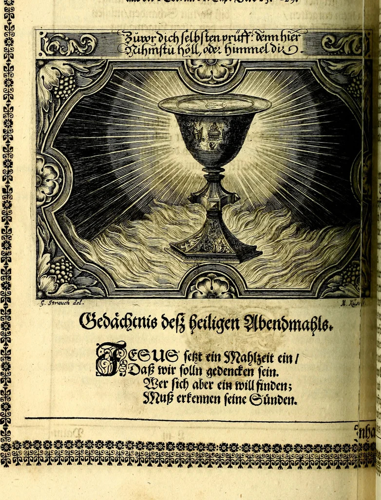 An illustration from Heilig-epistolischer Bericht, Licht, Geleit, und Freud. Das ist : Emblematische Fürstllung der heiligen Sonn- und festtäglichen Episteln; in welcher gründlicher Bericht von den rechten Wort-Verstand ertheilet, dem wahren Christenthum ein helles licht furgetragen, und ein sicheres Geleit mit beigefügten Gebeten und Gesängen zu der himmlischen Freude gezeiget wird, 1663, leaf 795