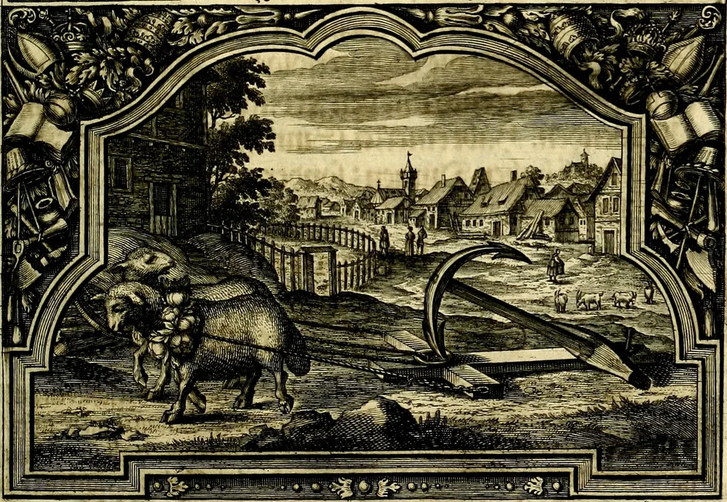 An illustration from Heilig-epistolischer Bericht, Licht, Geleit, und Freud. Das ist : Emblematische Fürstllung der heiligen Sonn- und festtäglichen Episteln; in welcher gründlicher Bericht von den rechten Wort-Verstand ertheilet, dem wahren Christenthum ein helles licht furgetragen, und ein sicheres Geleit mit beigefügten Gebeten und Gesängen zu der himmlischen Freude gezeiget wird, 1663, leaf 88