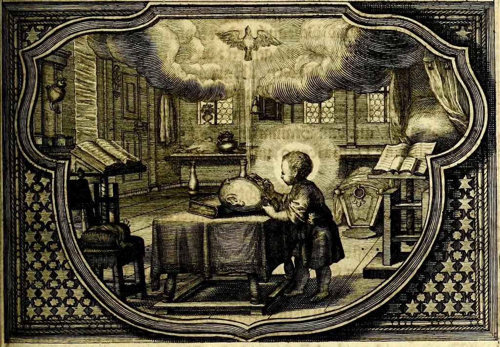 An illustration from Heilig-epistolischer Bericht, Licht, Geleit, und Freud. Das ist : Emblematische Fürstllung der heiligen Sonn- und festtäglichen Episteln; in welcher gründlicher Bericht von den rechten Wort-Verstand ertheilet, dem wahren Christenthum ein helles licht furgetragen, und ein sicheres Geleit mit beigefügten Gebeten und Gesängen zu der himmlischen Freude gezeiget wird, 1663, leaf 956