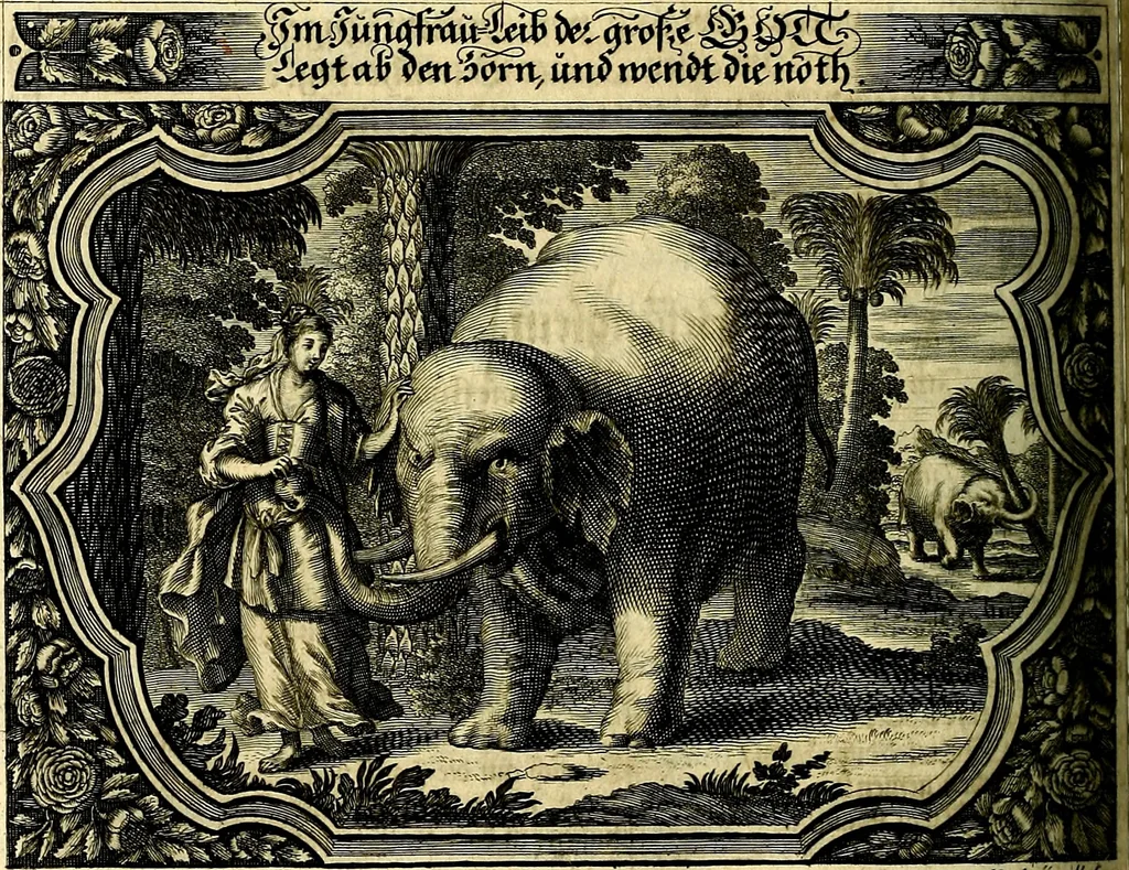 An illustration from Heilig-epistolischer Bericht, Licht, Geleit, und Freud. Das ist : Emblematische Fürstllung der heiligen Sonn- und festtäglichen Episteln; in welcher gründlicher Bericht von den rechten Wort-Verstand ertheilet, dem wahren Christenthum ein helles licht furgetragen, und ein sicheres Geleit mit beigefügten Gebeten und Gesängen zu der himmlischen Freude gezeiget wird, 1663, leaf 995