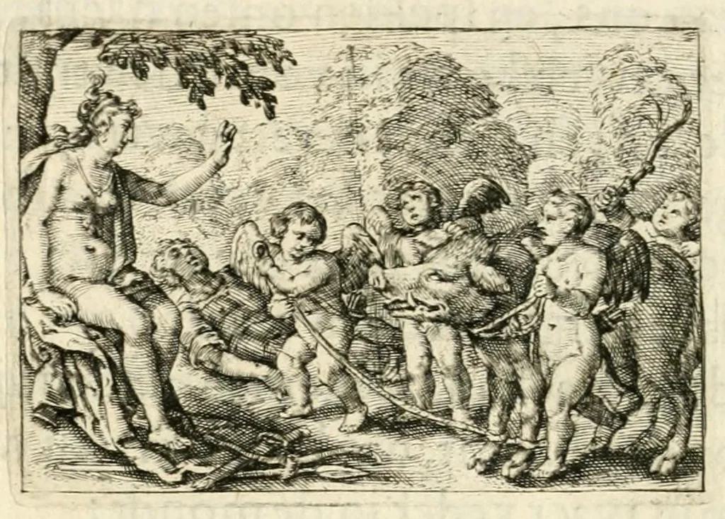 An illustration from Dan. Heinsii Nederduytsche poemata, 1618, leaf 70