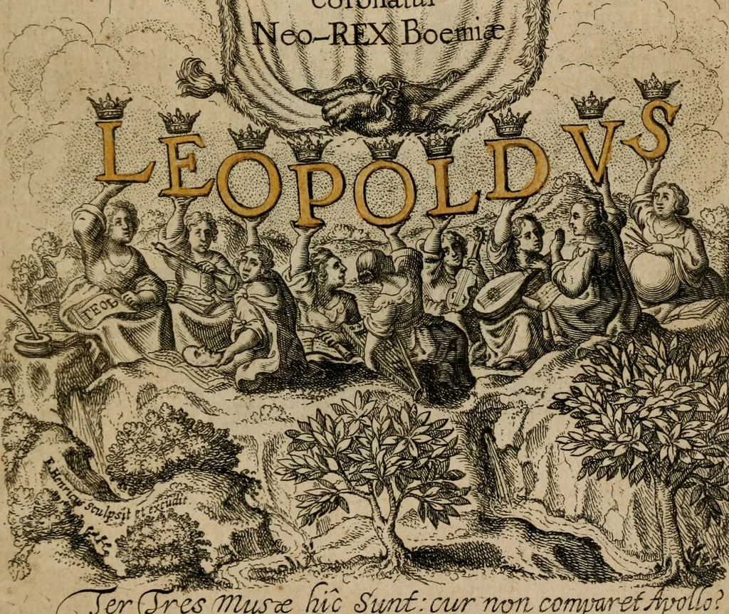 An illustration from Helicon Boemo-Hercynius, in quo nouem applausibus coronatur Neo-Rex Boemiæ Leopoldus, 1656, leaf 6