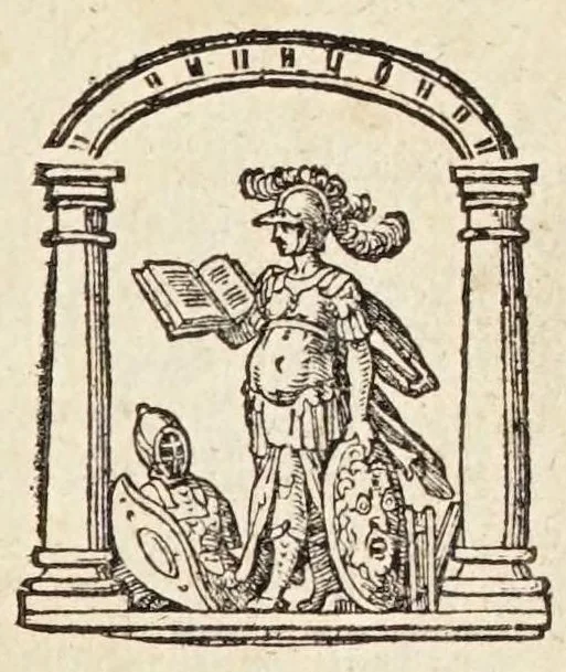 An illustration from Henrici Cornelii Agrippae ab Nettesheym, De incertitudine & vanitate omnium scientiarum & artium liber, lectu plane jucundus & elegans. Cum adjecto indice capitum. Accedunt duo ejusdem auctoris libelli; quorum unus est De nobilitate & praecellentia foeminei sexus, ejusdemque supra virilem eminentia; alter De matrimonio seu conjugio, lectu etiam jucundissimi, 1643, leaf 7