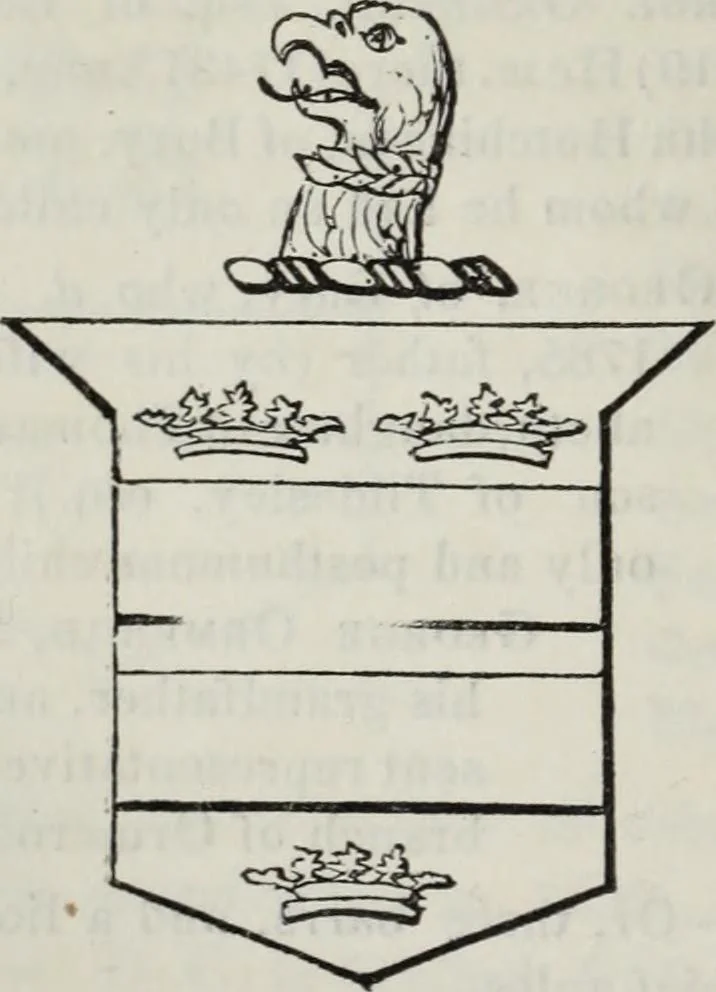 An illustration from A genealogical and heraldic history of the commoners of Great Britain and Ireland enjoying territorial possessions or high official rank, but uninvested with heritable honours, 1836, leaf 142
