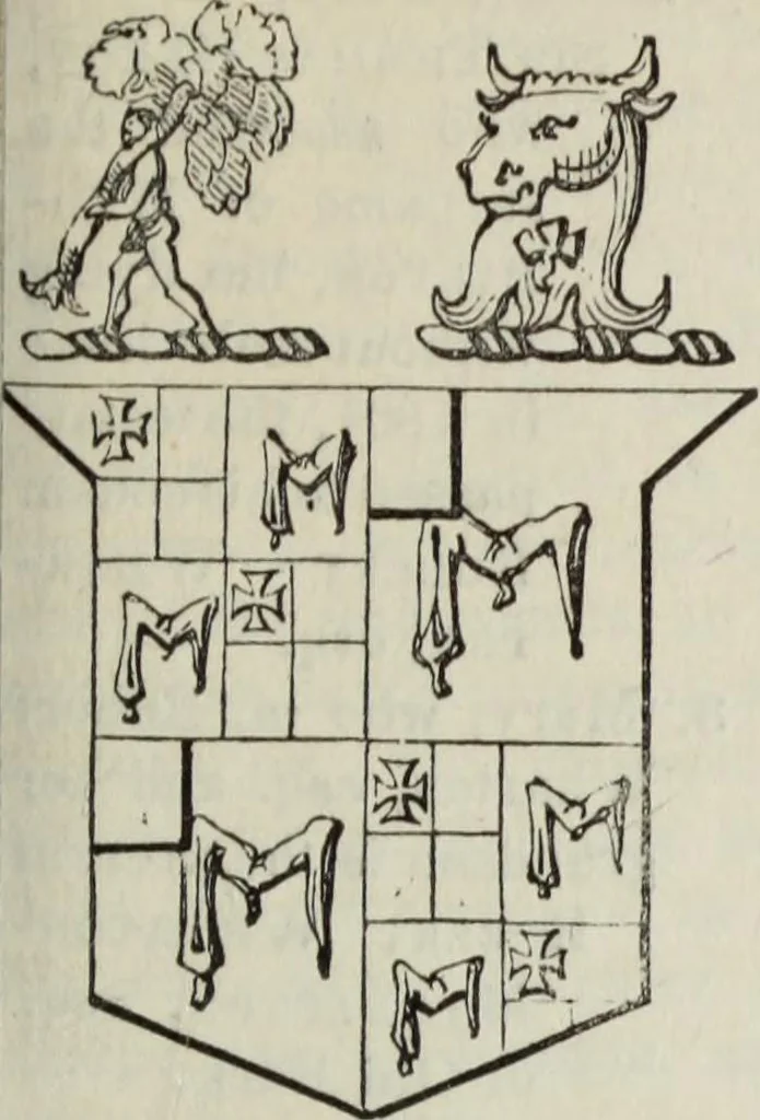An illustration from A genealogical and heraldic history of the commoners of Great Britain and Ireland enjoying territorial possessions or high official rank, but uninvested with heritable honours, 1836, leaf 199