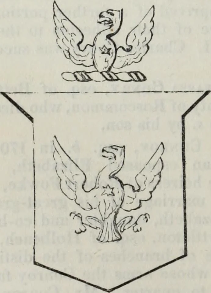 An illustration from A genealogical and heraldic history of the commoners of Great Britain and Ireland enjoying territorial possessions or high official rank, but uninvested with heritable honours, 1836, leaf 518