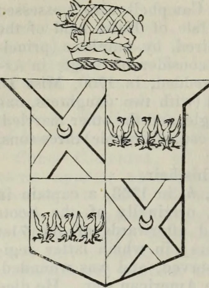 An illustration from A genealogical and heraldic history of the commoners of Great Britain and Ireland enjoying territorial possessions or high official rank, but uninvested with heritable honours, 1836, leaf 592