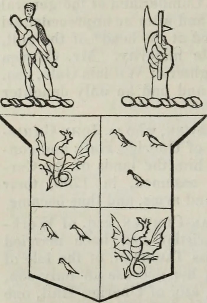 An illustration from A genealogical and heraldic history of the commoners of Great Britain and Ireland enjoying territorial possessions or high official rank, but uninvested with heritable honours, 1836, leaf 606