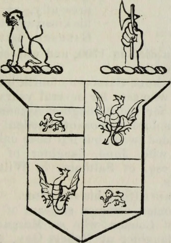 An illustration from A genealogical and heraldic history of the commoners of Great Britain and Ireland enjoying territorial possessions or high official rank, but uninvested with heritable honours, 1836, leaf 617