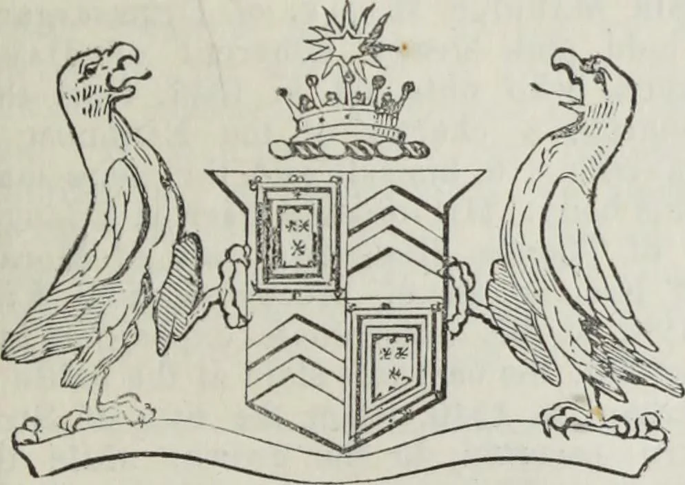 An illustration from A genealogical and heraldic history of the commoners of Great Britain and Ireland enjoying territorial possessions or high official rank, but uninvested with heritable honours, 1836, leaf 645