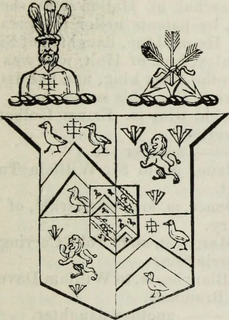 An illustration from A genealogical and heraldic history of the commoners of Great Britain and Ireland enjoying territorial possessions or high official rank, but uninvested with heritable honours, 1836, leaf 27