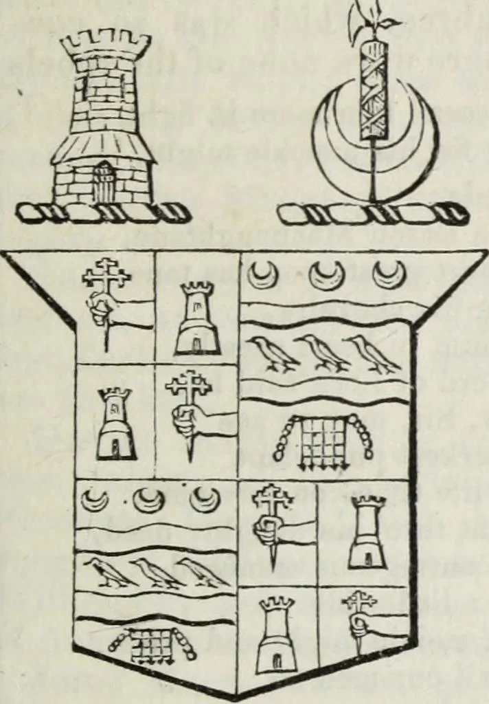 An illustration from A genealogical and heraldic history of the commoners of Great Britain and Ireland enjoying territorial possessions or high official rank, but uninvested with heritable honours, 1836, leaf 333