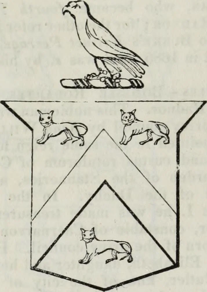 An illustration from A genealogical and heraldic history of the commoners of Great Britain and Ireland enjoying territorial possessions or high official rank, but uninvested with heritable honours, 1836, leaf 344