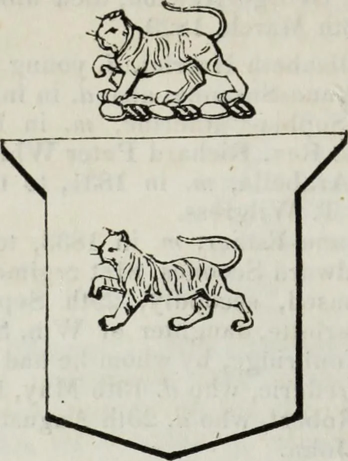 An illustration from A genealogical and heraldic history of the commoners of Great Britain and Ireland enjoying territorial possessions or high official rank, but uninvested with heritable honours, 1836, leaf 452
