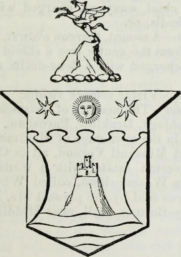 An illustration from A genealogical and heraldic history of the commoners of Great Britain and Ireland enjoying territorial possessions or high official rank, but uninvested with heritable honours, 1836, leaf 57